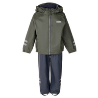 Kids’ Rain Jacket and Dungaree Set – Green and Blue