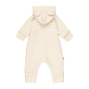 Bear-Ear Cotton-Lined Merino Wool Baby Overall – White
