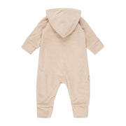 Beige Velvet Baby Overall with Merino Wool Lining