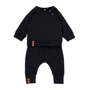 Children’s Merino Wool Top and Trousers Set – Black
