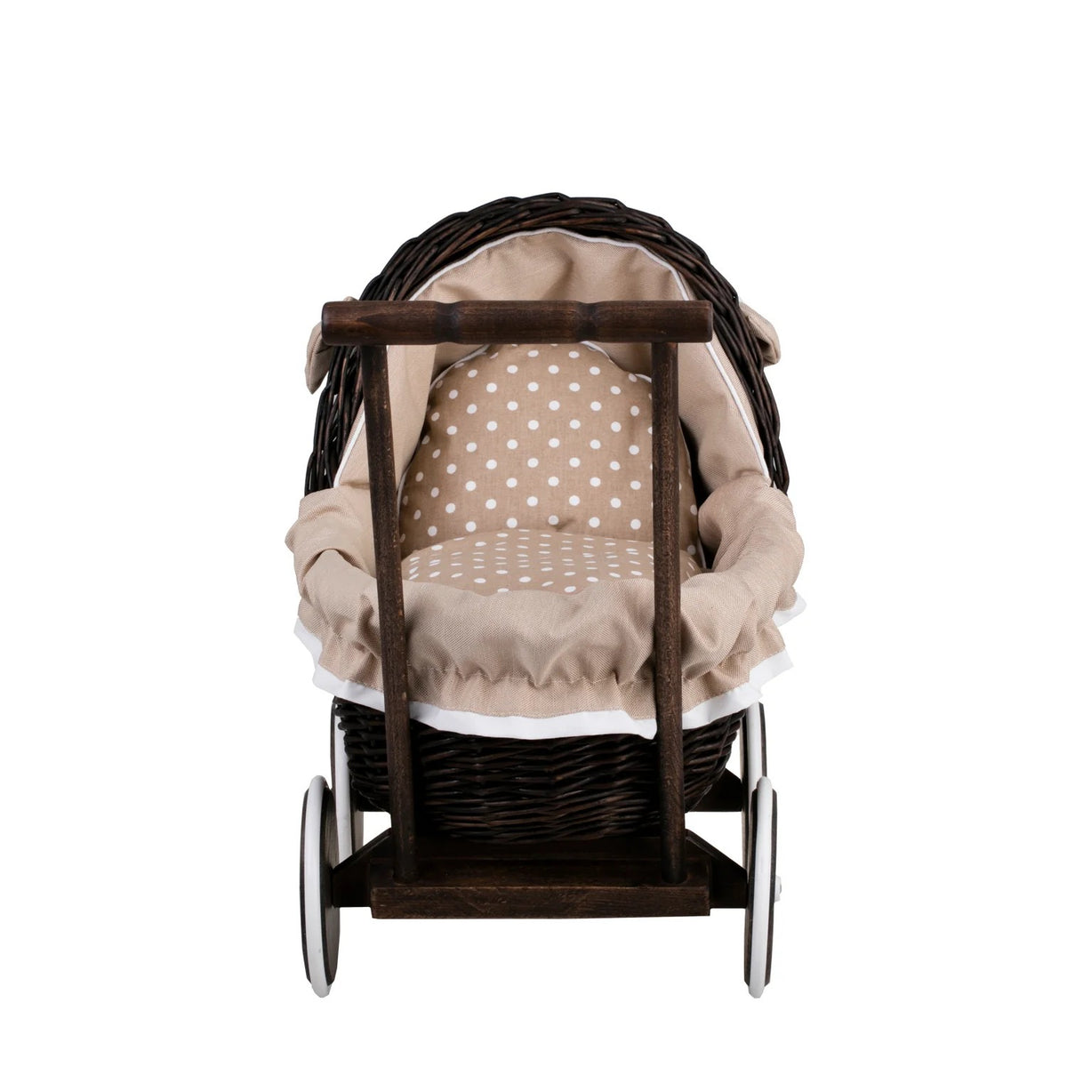 Wicker Stories dockvagn Lili – mörk vide och beige bäddset