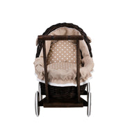 Wicker Stories dockvagn Lili – mörk vide och beige bäddset