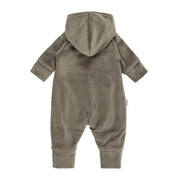 Khaki Green Velvet Baby Overall with Merino Wool Lining