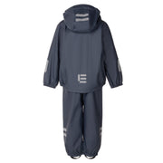 Kids’ Fleece-Lined Rain Jacket and Dungaree Set – Navy Blue