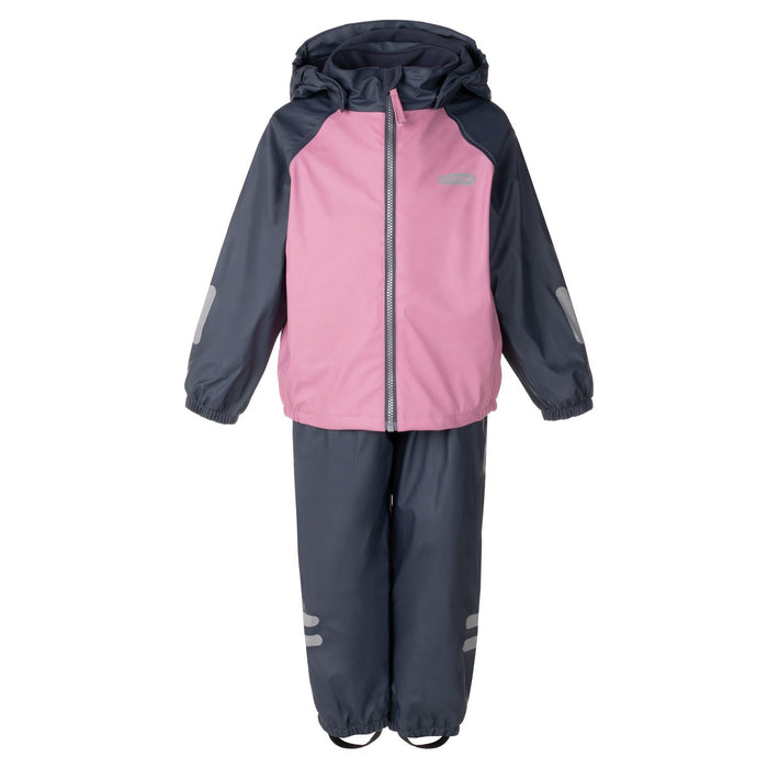 Kids’ Fleece-Lined Rain Jacket and Dungaree Set – Pink and Blue